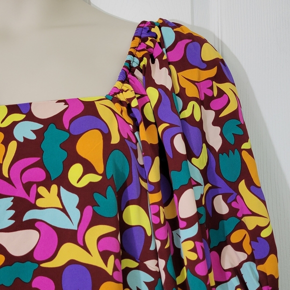 Vibrant Square Neck Balloon Sleeve Dress Plus Size 3x - Picture 2 of 6